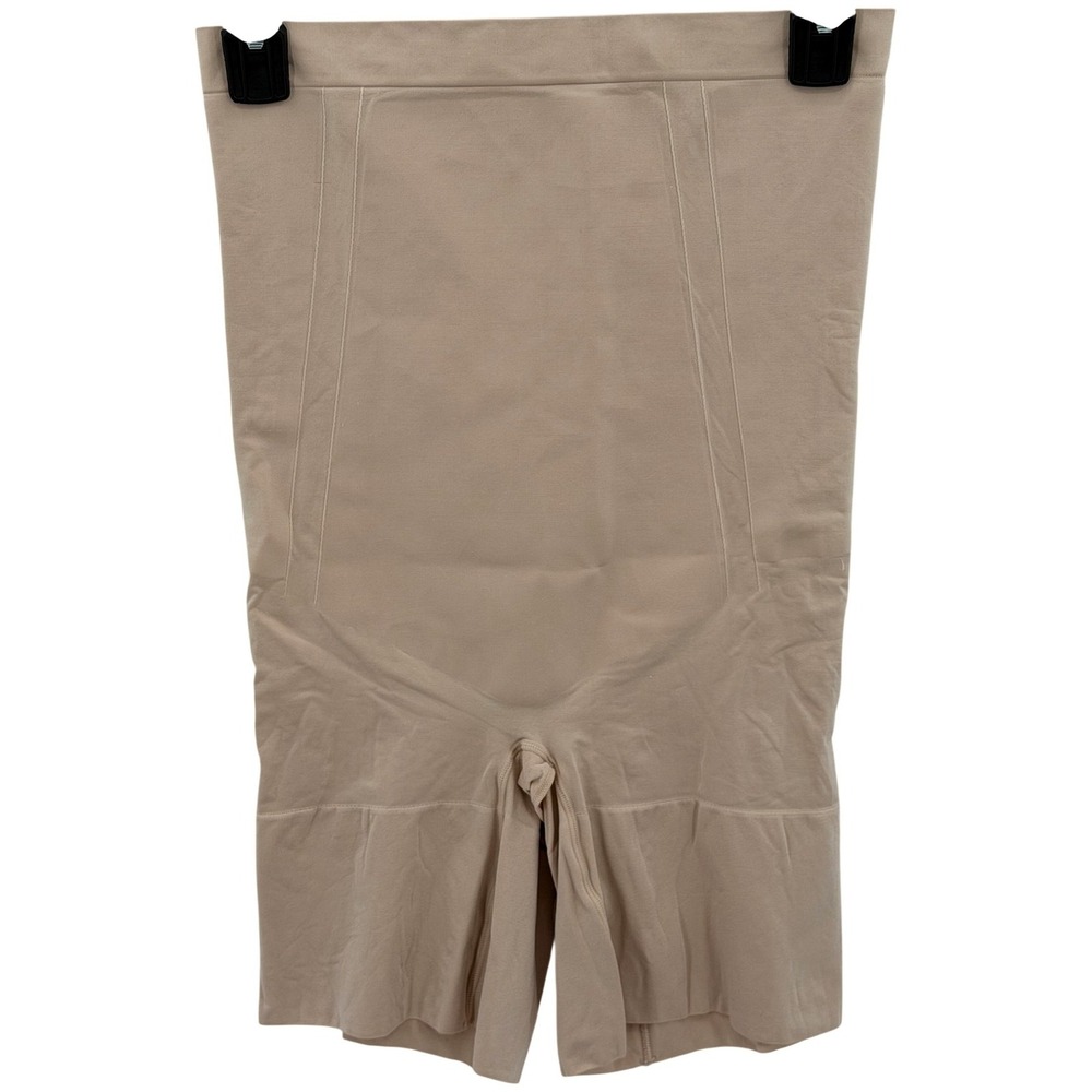 Spanx Shorts Womens XL Beige On Core Mid-Thigh Shapewear Slimming Tummy Control